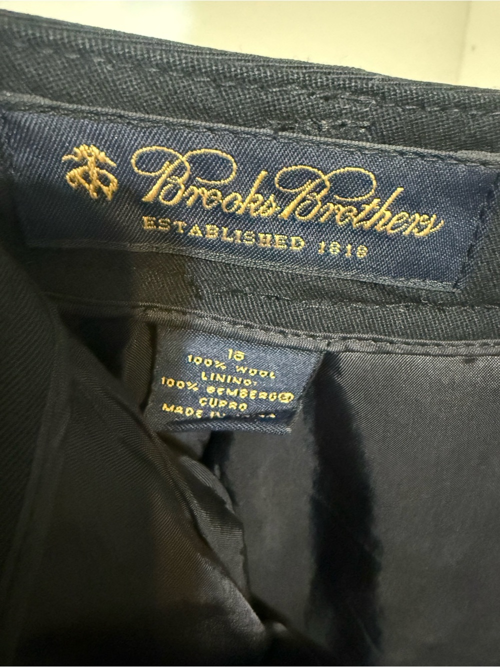 Brooks  Brothers Navy 100% Wool Trouser 16 - Picture 7 of 7